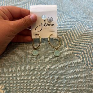 Jilzarah Gold and Blue Patterned Earrings